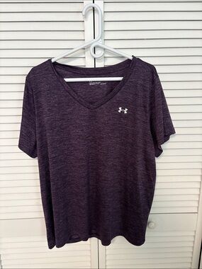 Women’s Under Armour Purple Heather V-Neck Tee 1X